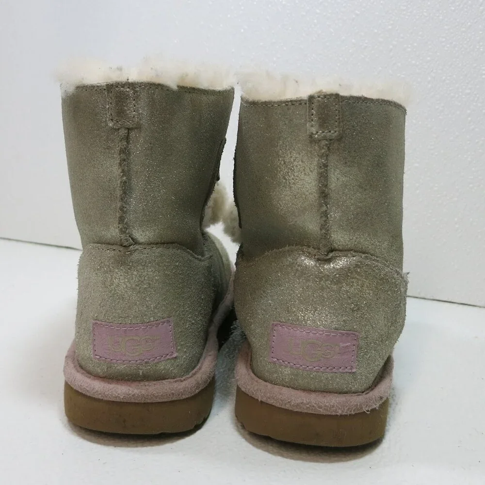 UGG Gita Metallic Pom-Pom Bow Boots Insulated Kids Footwear Childs Winter Boot 2